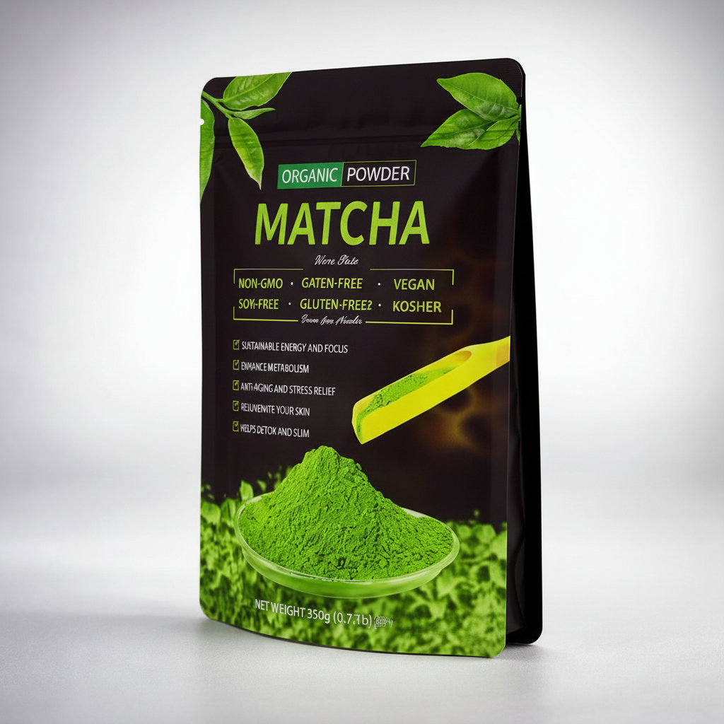 Matcha Green Tea Powder - Side Angle